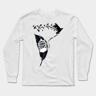 Vintage print with Edgar Alan Poe Poem and Raven Silhouette: Break Free Long Sleeve T-Shirt